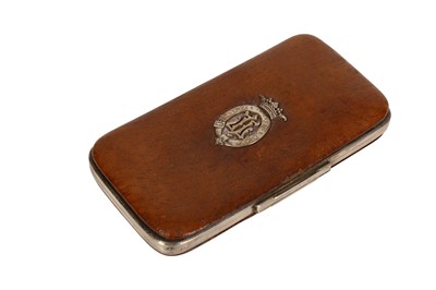 Lot 170 - A Leuchars tan leather and silver plated cigarette case