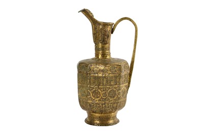 Lot 3 - * A SILVER AND COPPER-INLAID BRASS EWER