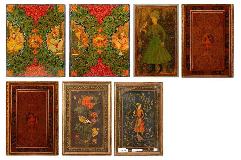 Lot 65 - * A VARIED GROUP OF SIX LACQUERED PAPIER-MÂCHÉ BOOK BINDINGS