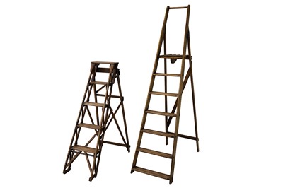 Lot 406 - Two early 20th Century step ladders