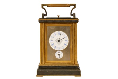 Lot 230 - A very fine late 19th century patinated bronze and brass Grande Sonnerie carriage clock with alarm and push repeat