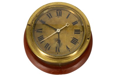 Lot 216 - An early 20th century brass ships clock