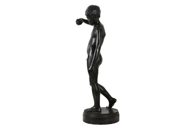 Lot 69 - A LARGE LATE 19TH CENTURY PATINATED BRONZE FIGURE OF A BOY BY A FOLLOWER OF THE 'NEW SCULPTURE' SCHOOL