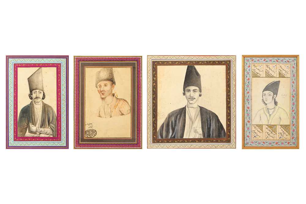 Lot 39 - * A GROUP OF FOUR QAJAR BUST STUDIES