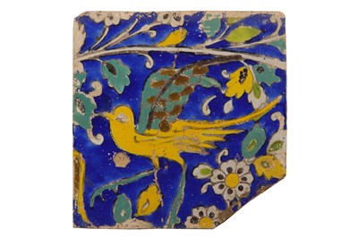 Lot 27 - * NINE POTTERY TILES WITH FLORAL DECORATION