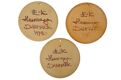 Lot 89 - Heerwagen Pottery - a set of three Danish ceramic wall plaques