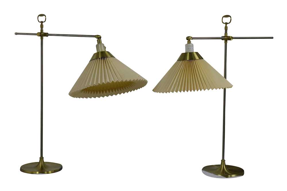 Lot 27 - Le Klint, a pair of Danish adjustable steel and brass table lamps