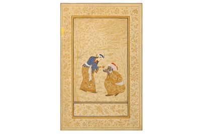 Lot 42 - * FOUR ARCHAISTIC SAFAVID-REVIVAL TINTED DRAWINGS