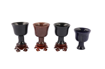 Lot 208 - Four Chinese hardstone stem cups.