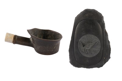 Lot 216 - A Chinese bronze iron and an inkstone