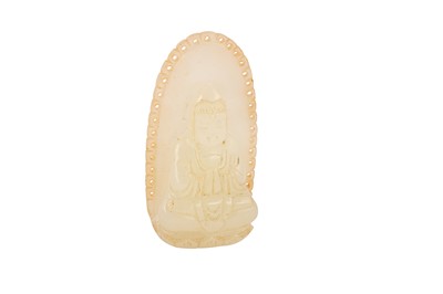 Lot 217 - A Chinese white jade carving of guanyin.