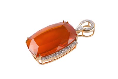 Lot 72 - A fire opal and diamond pendant