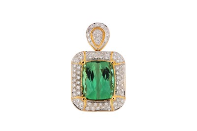 Lot 86 - A green tourmaline and diamond pendant