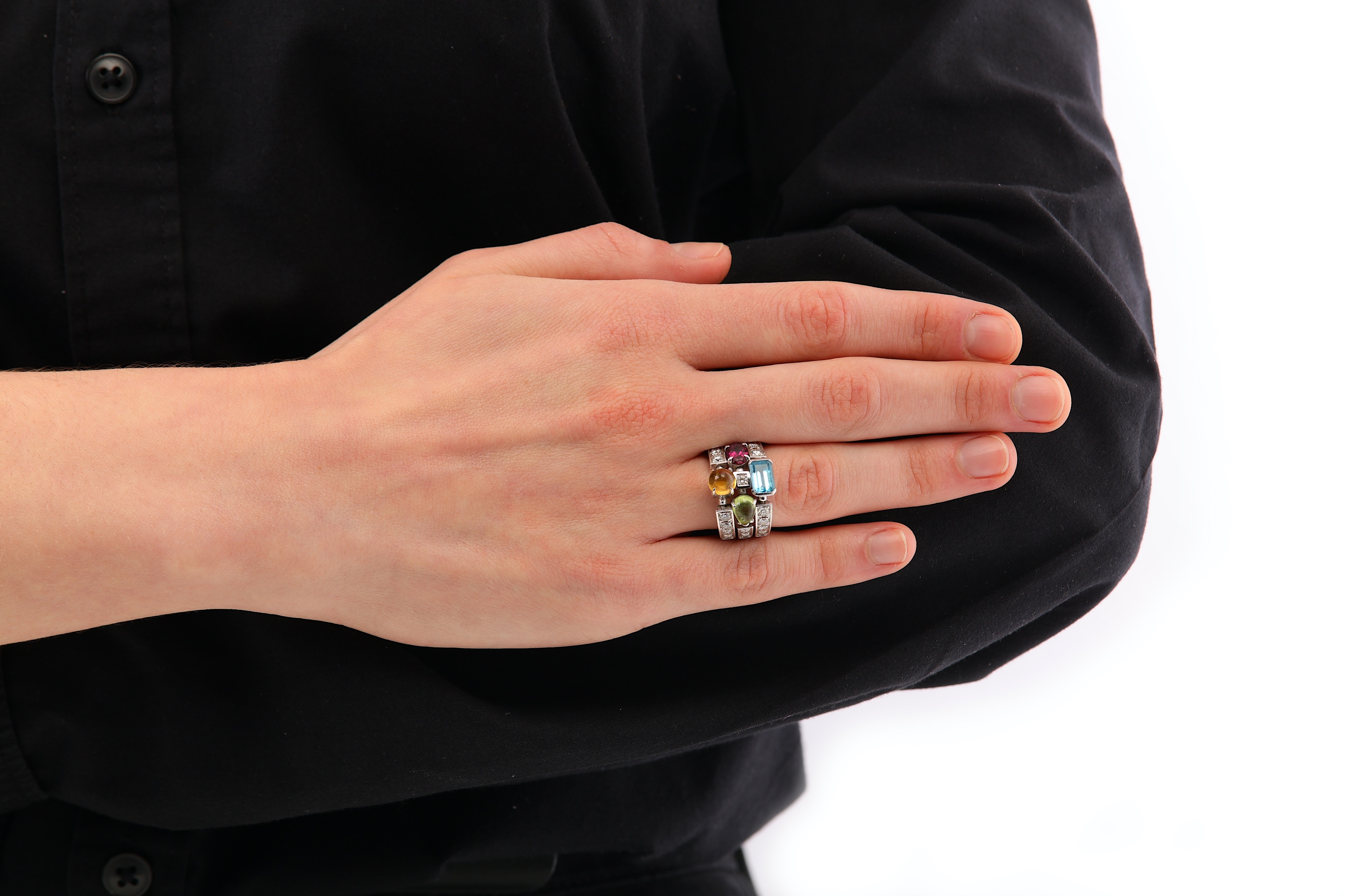 Lot 60 - A diamond and gem-set 'Allegra' ring, by