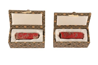 Lot 247 - A pair of Chinese 'chicken blood' seals.