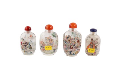 Lot 224 - A collection of four Chinese inside-painted glass snuff bottles.