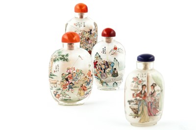 Lot 224 - A collection of four Chinese inside-painted glass snuff bottles.