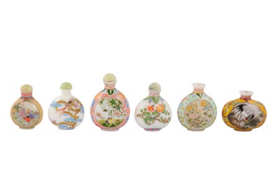 Lot 227 - A collection of six Chinese Peking glass snuff bottles.