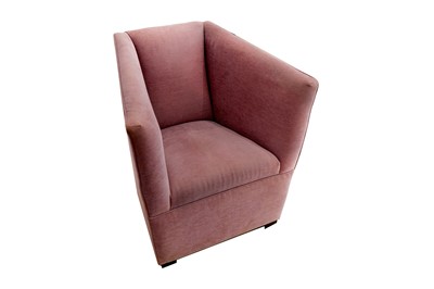 Lot 464 - A contemporary armchair, upholstered in lavender fabric