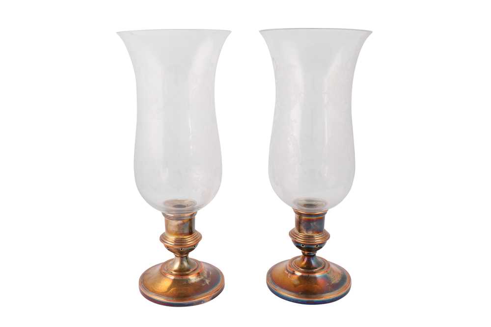 Lot 43 - A pair of early 20th century Baccarat and Halycon Days storm or hurricane shades