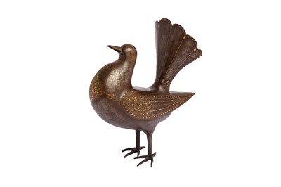 Lot 378 - A QAJAR DAMASCENED STEEL DOVE