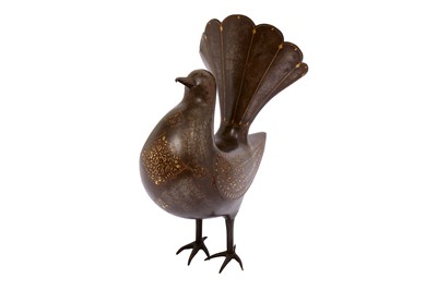 Lot 378 - A QAJAR DAMASCENED STEEL DOVE