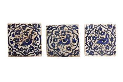 Lot 301 - THREE BLUE AND WHITE POTTERY TILES