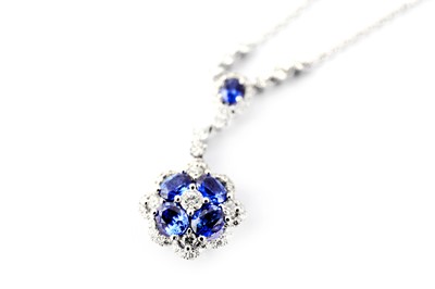 Lot 38 - A sapphire and diamond pendant necklace