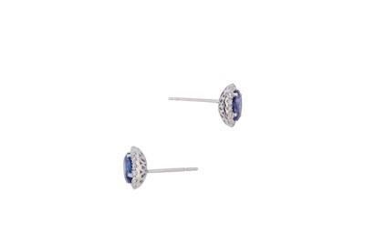 Lot 39 - A pair of sapphire and diamond earstuds