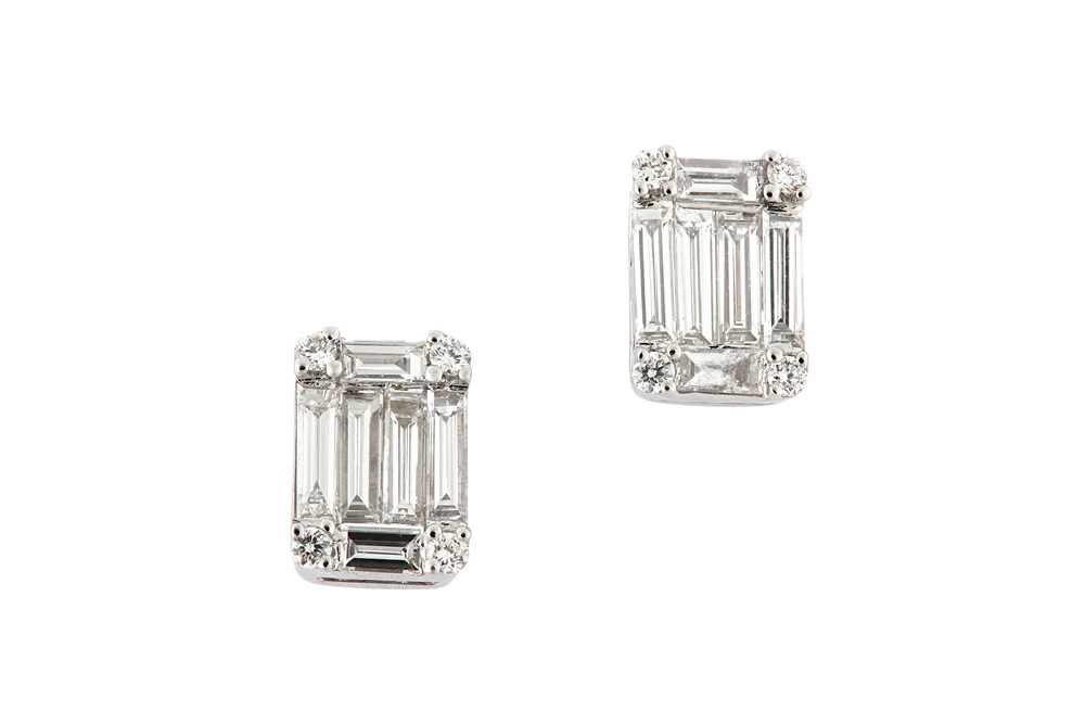 Lot 23 - A pair of diamond cluster earstuds