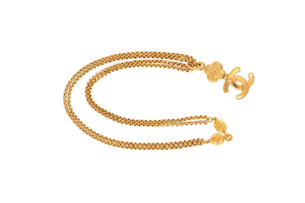 Lot 392 - Chanel Logo CC Double Chain Pendant Necklace