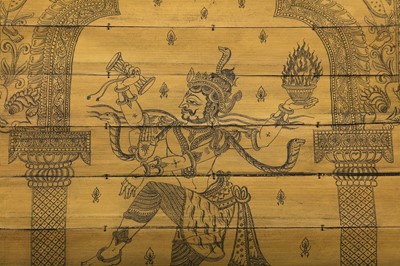 Lot 219 - AN ETCHED PORTRAIT OF SHIVA NATARAJA (THE LORD OF DANCE) ON PALM LEAVES