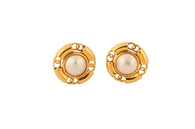 Lot 426 - Chanel CC Logo Pearl Clip On Earrings