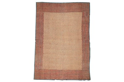 Lot 385 - A LARGE QUILTED QALAMKARI SPREAD
