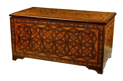 Lot 232 - A POLYCHROME WOODS-VENEERED CHEST