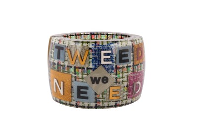 Lot 428 - Chanel Resin Tweed Inlay Cuff Bracelet