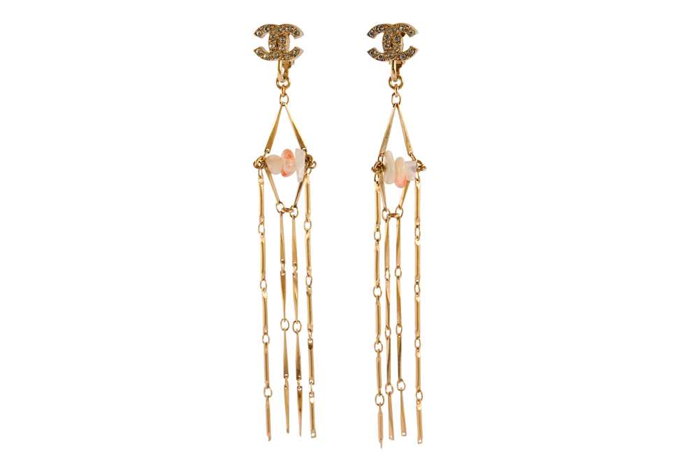 Lot 430 - Chanel Tassel Chain Clip On Earrings