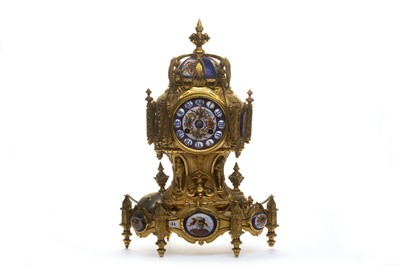 Lot 106 - A late 19th Century French gilt brass and porcelain mounted clock by Leroy & Fils of Paris