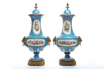 Lot 110 - A pair of Sevres style vases