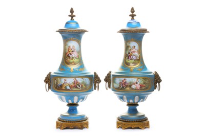 Lot 110 - A pair of Sevres style vases