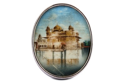 Lot 223 - λ TWO INDIAN ARCHITECTURAL MINIATURES OF THE GOLDEN TEMPLE AT AMRITSAR