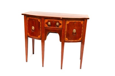 Lot 478 - A George III Sheraton design mahogany bow fronted sideboard of small proportions