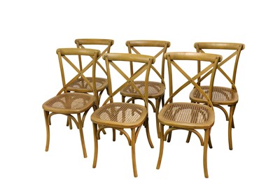 Lot 821 - A set of six contemporary pale oak dining chairs
