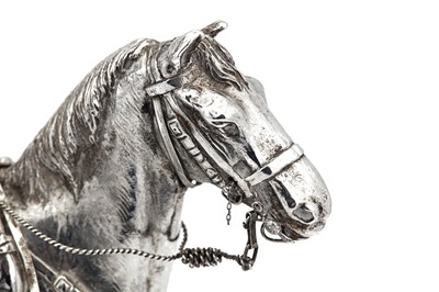 Lot 429 - A George V Scottish sterling silver figure of a Royal Scots Grey soldier on horse, Edinburgh 1919 by Hamilton and Inches