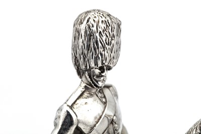 Lot 429 - A George V Scottish sterling silver figure of a Royal Scots Grey soldier on horse, Edinburgh 1919 by Hamilton and Inches