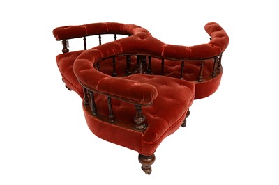 Lot 827 - A 19th centtury velvet upholstered three seater conversation chair