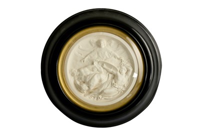 Lot 113 - A Victorian parian ware circular plaque 'The Fall of the Rebel Angels'