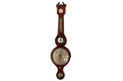 Lot 129 - A late Georgian mahogany banjo barometer