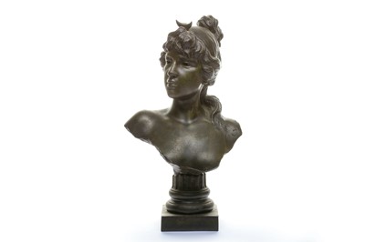Lot 121 - A early 20th century spelter bust of Diana, after Emmanuel Villanis
