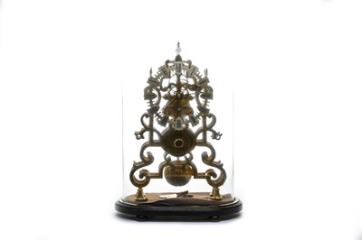 Lot 109 - A 20th century reproduction brass skeleton clock